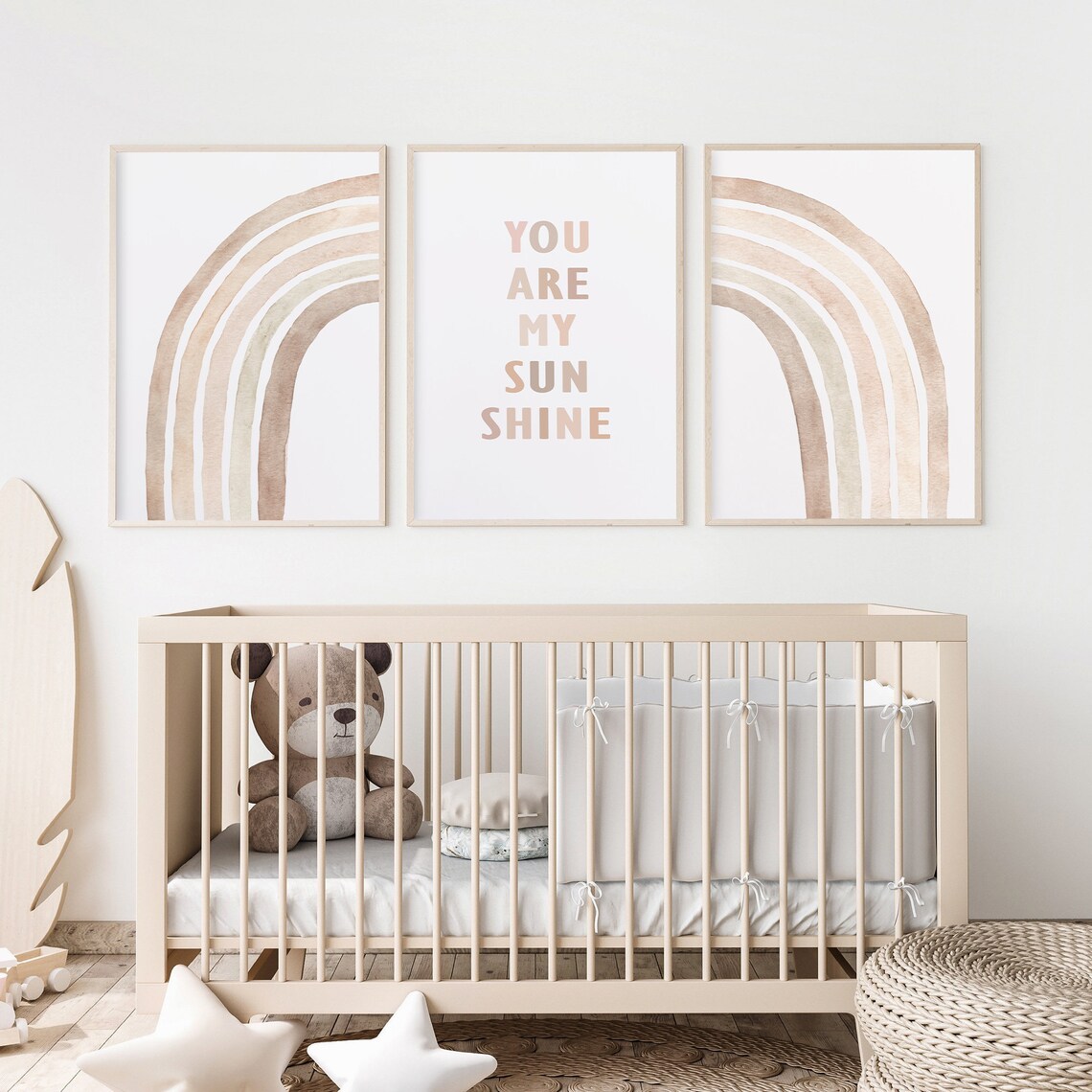 You Are My Sunshine Sweet Nursery Rainbow 3 Piece Art Poster - Image 3