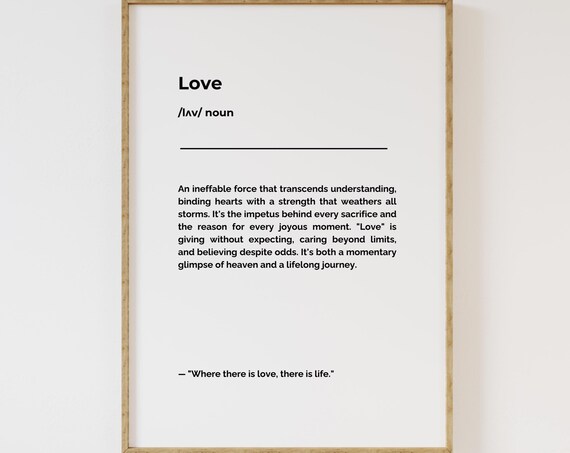 Love Definiton Wall Art Typography Home Decoration