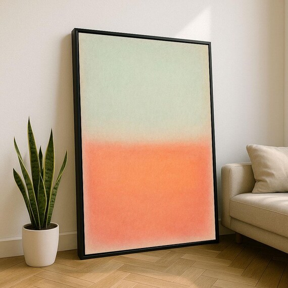 Mark Rothko Inspired Mint Green And Peach Color Field Art Poster