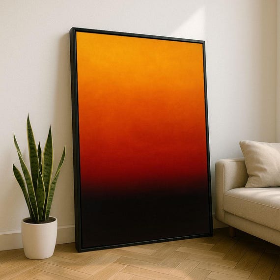 Bold Orange Rothko Style Color Field Canvas Wall Art Print Modern Living Room Decor Statement Piece