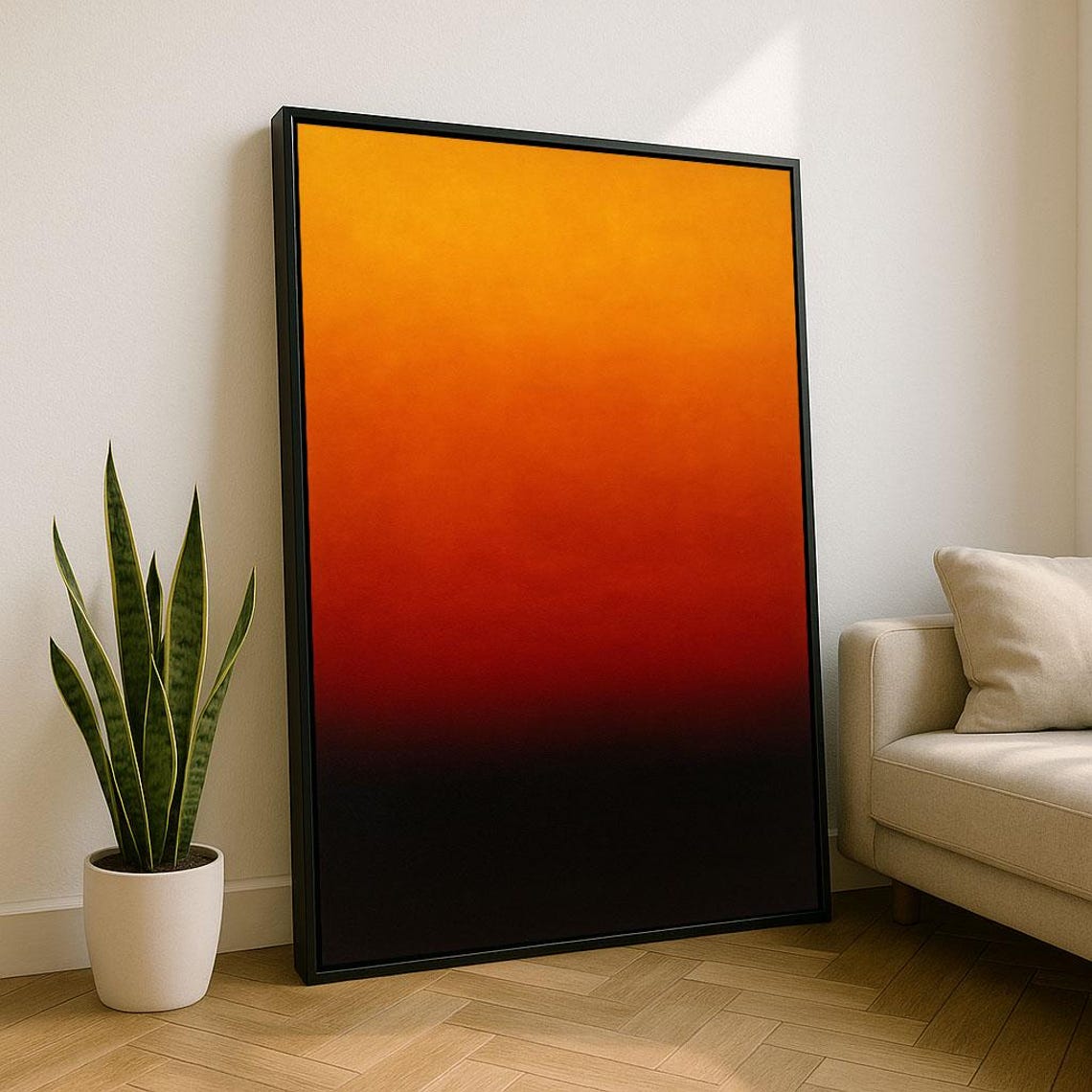 Fiery Orange To Deep Red Gradient Abstract Modern Art Poster