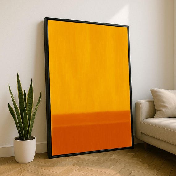 Bold Amber Rothko Style Color Field Canvas Wall Art Print Modern Living Room Decor Statement Piece