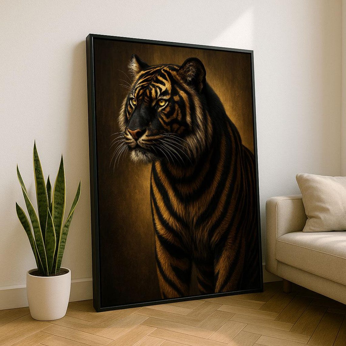 Majestic Tiger Portrait Canvas Wall Art Print Bold Living Room Decor Statement Piece