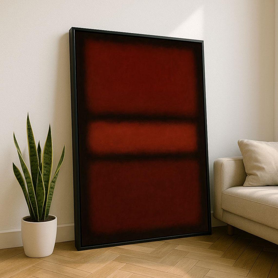 Deep Red Rothko Style Color Field Abstract Minimalist Art Poster