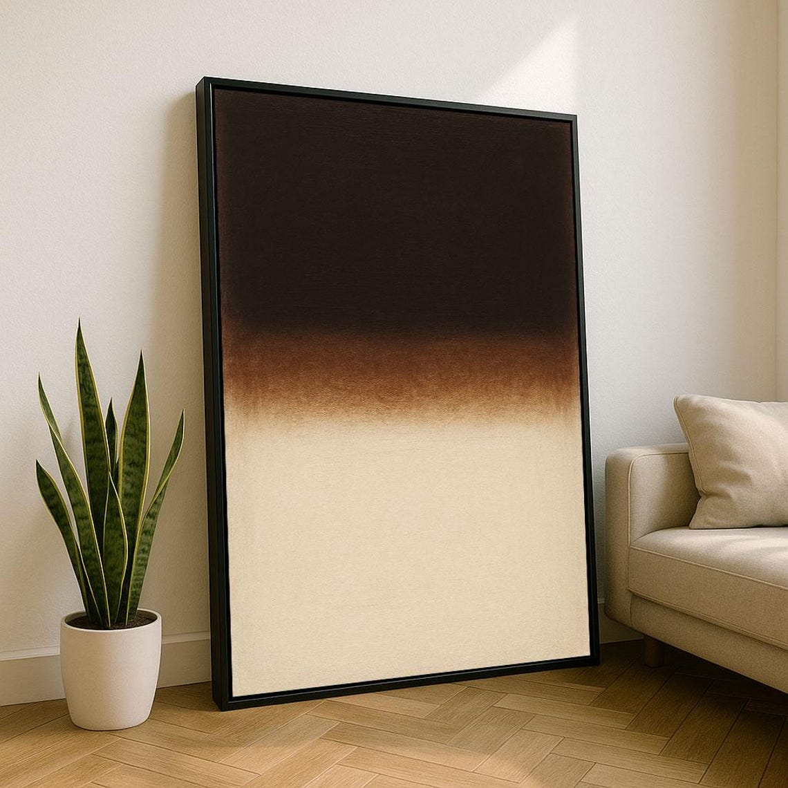 Mark Rothko Style Dark Brown Beige Abstract Color Field Poster