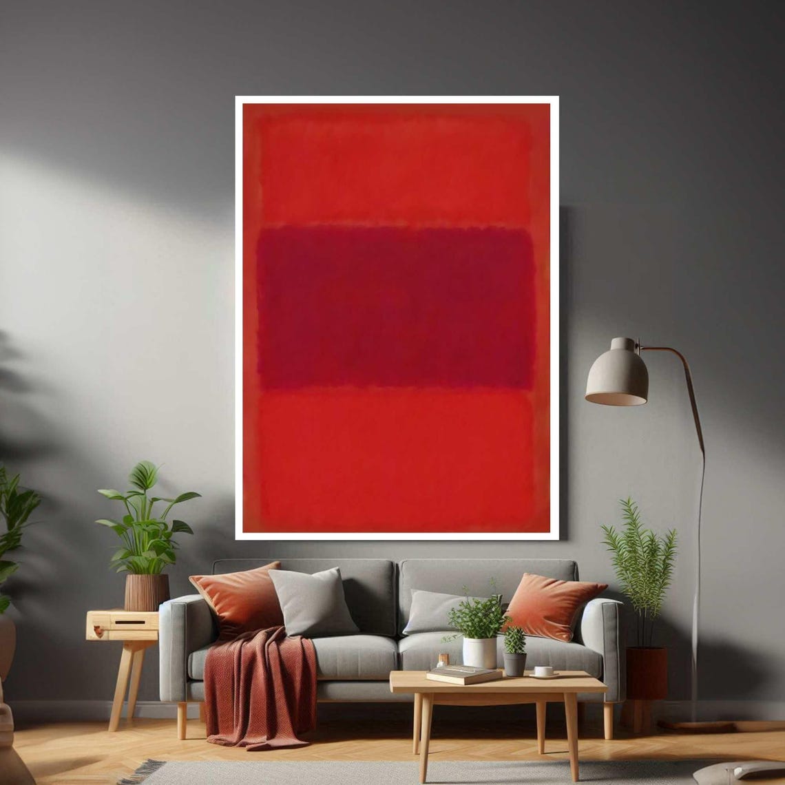 Red Color Field Blocks Bold Modern Abstract Minimalist Poster
