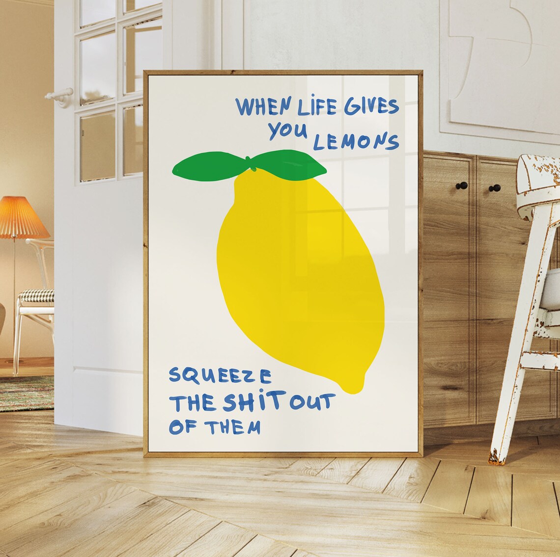 When Life Gives You Lemons Funny Quote Lemon Illustration Art Poster - Image 3