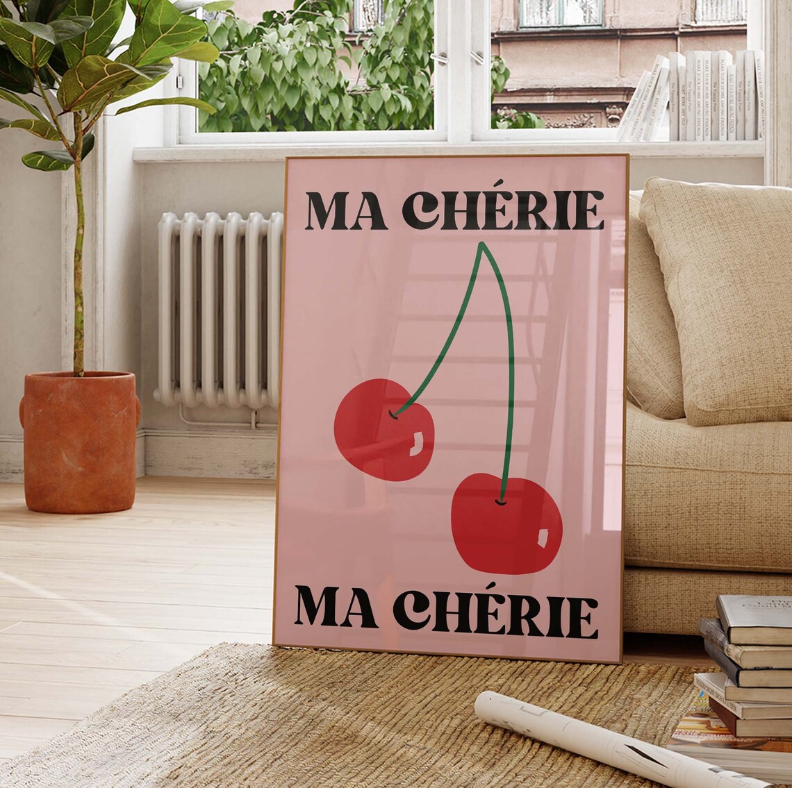 Retro Cherry Pop Art Fruit Poster, Modern Kitchen Art - Image 2