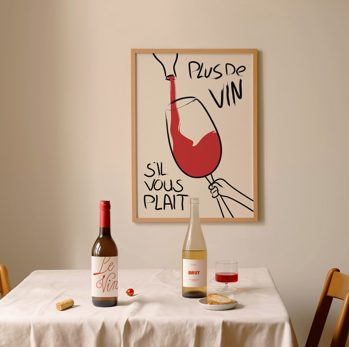Plus De Vin French Red Wine Glass Funny Retro Bar Decor Poster - Image 4