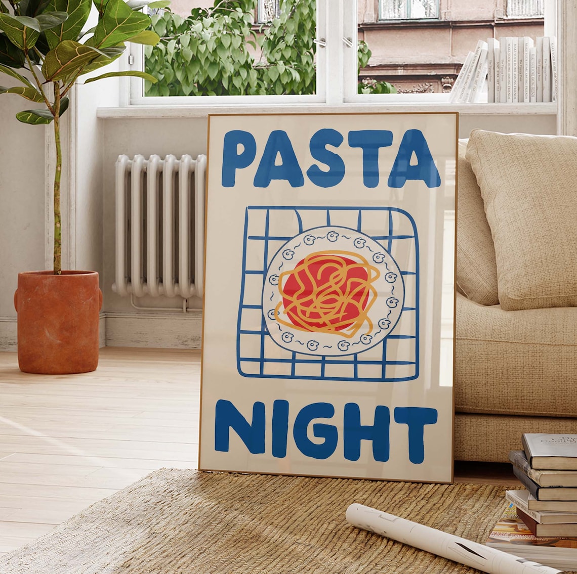 Pasta Night Retro Italian Food Poster Print - Image 3