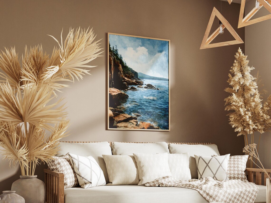 Acadia National Park Maine Rocky Coastline Ocean Waves Art Poster - Image 3