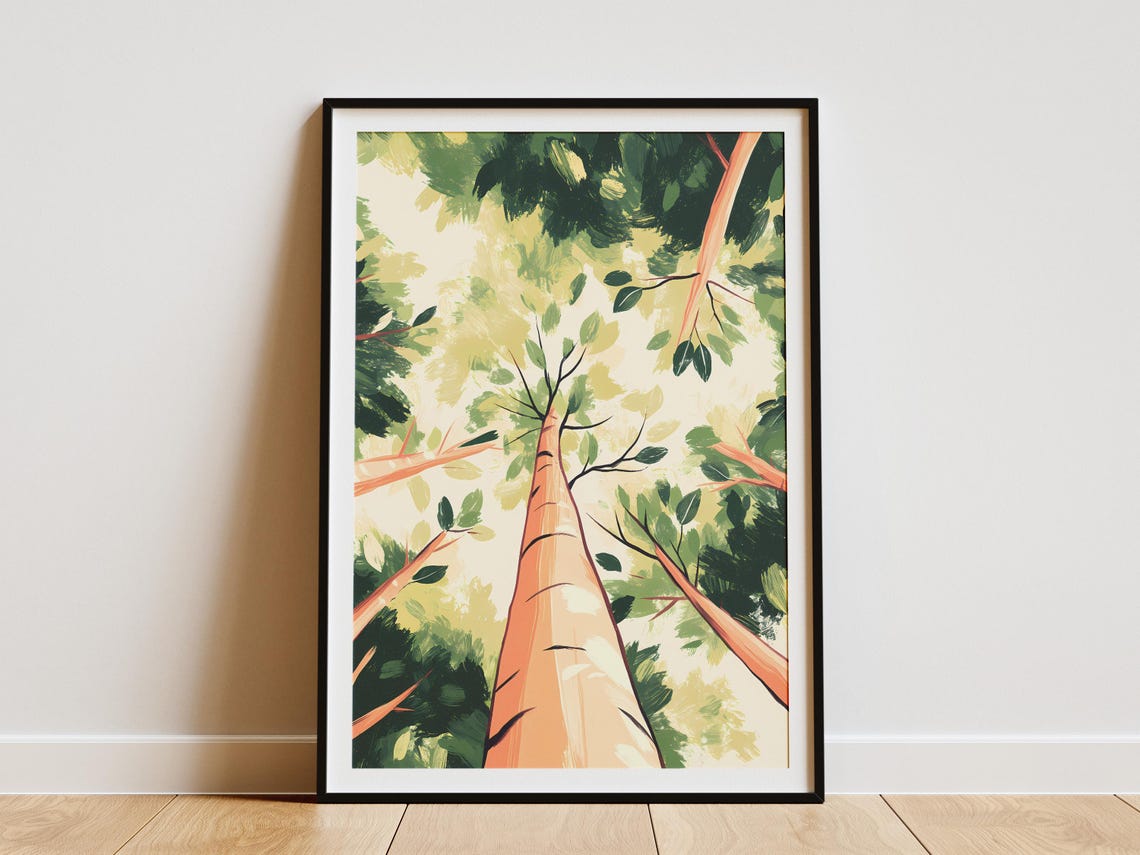 Looking Up At Forest Canopy Abstract Treetops In Green Poster