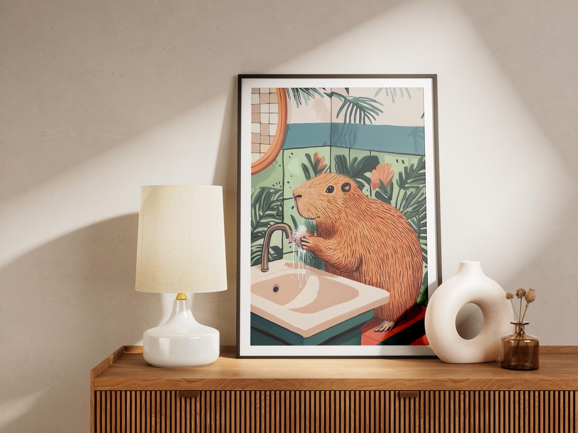 Capybara Bathroom Art Print, Funny Animal Decor - Image 4