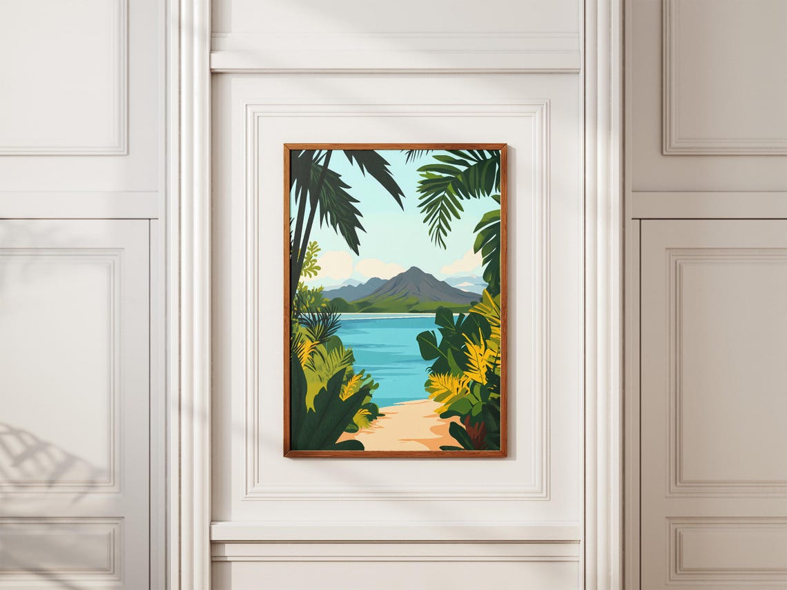 New Caledonia Island Volcanic Peak View Framed by Jungle Poster - Image 2