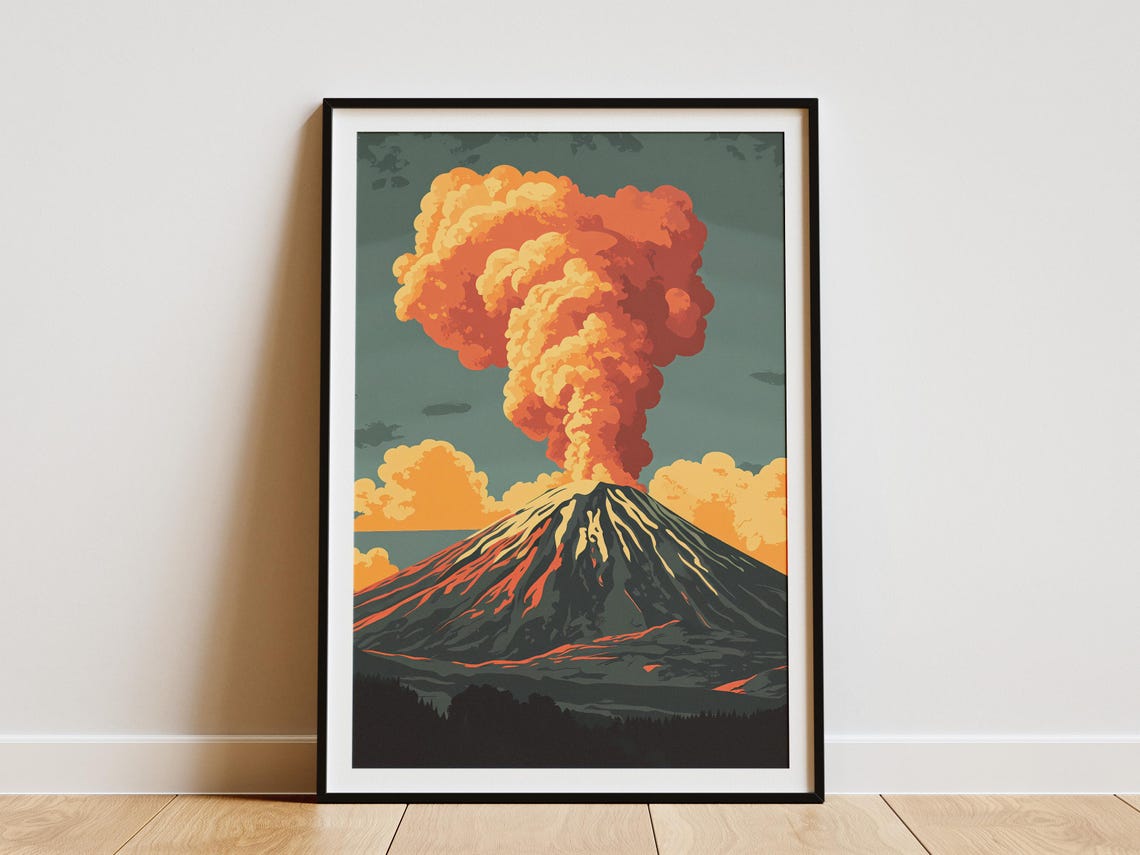 Mount Etna Erupting Volcano Ash Cloud Lava Flow Italy Poster