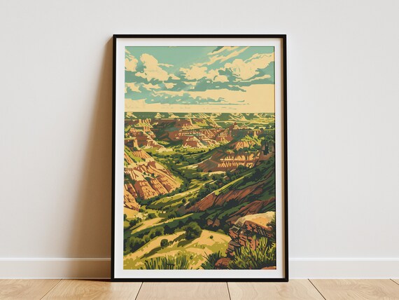 Theodore Roosevelt National Park Painted Badlands Vintage Travel Poster