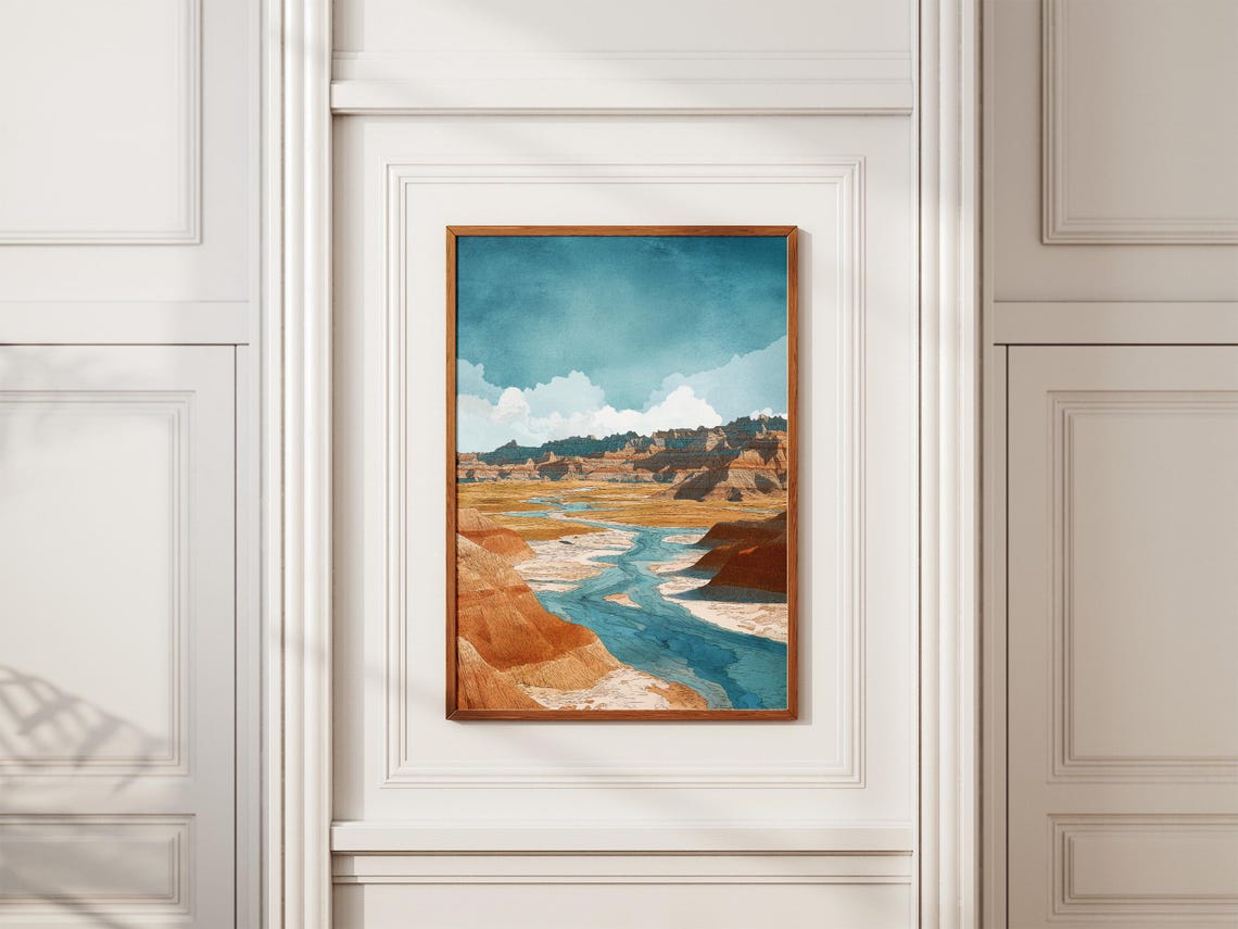 Badlands National Park South Dakota Watercolor Desert Art Poster - Image 2