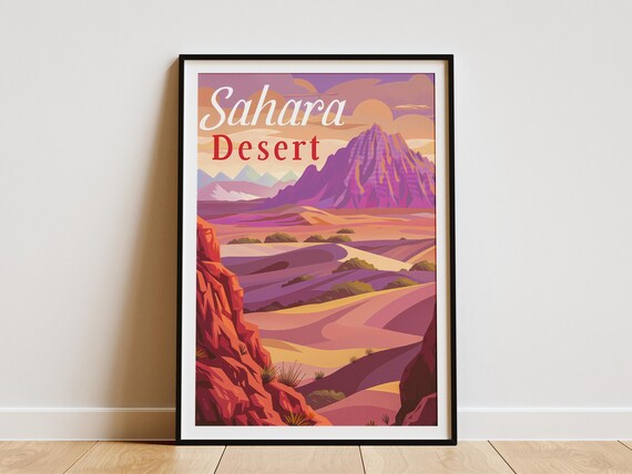 Sahara Desert Poster Minimalist Landscape Art Print North Africa Travel Poster Modern Home Decor