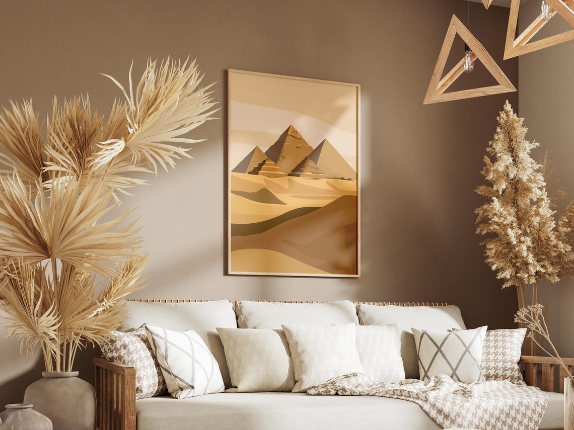 Giza Pyramids Abstract Desert Landscape Poster in Beige and Brown - Image 3