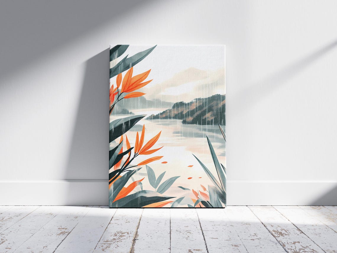 Rainy Season Landscape Art Print, Botanical Nature - Image 2
