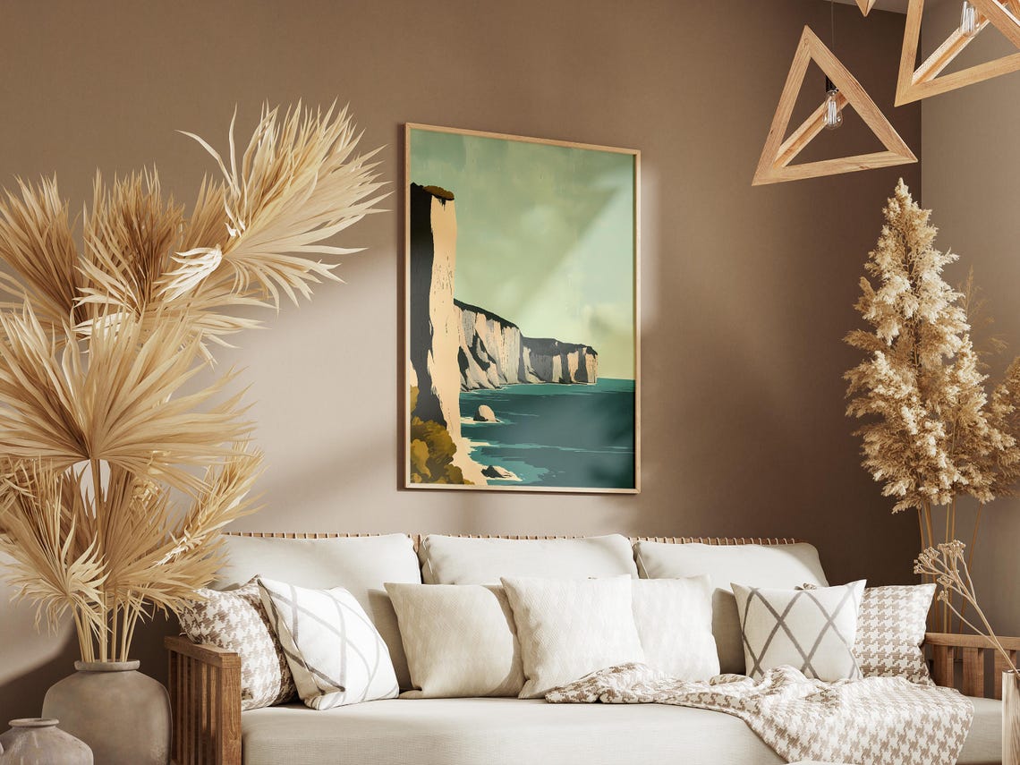 Danish Coastline Tall White Chalk Cliffs Over the Teal Sea Poster - Image 3