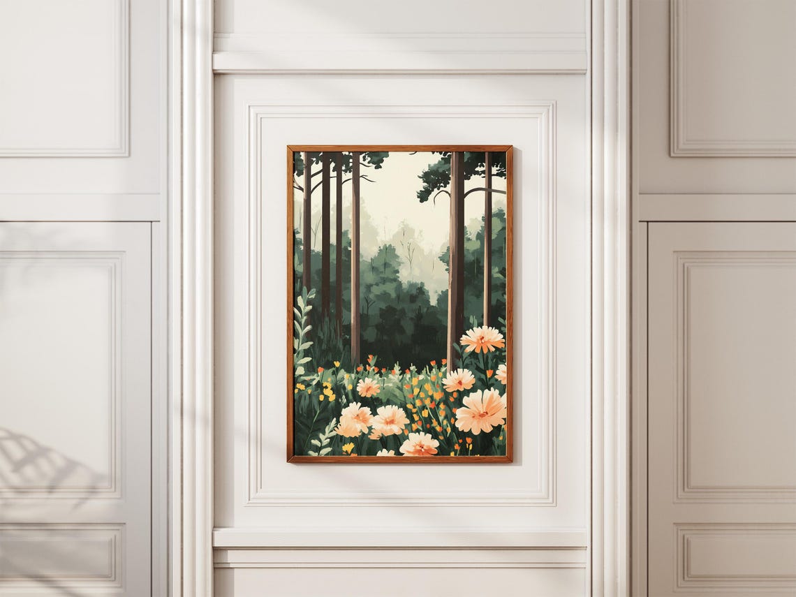 Pine Forest Clearing Full Of Blooming Wildflowers Landscape Poster - Image 2
