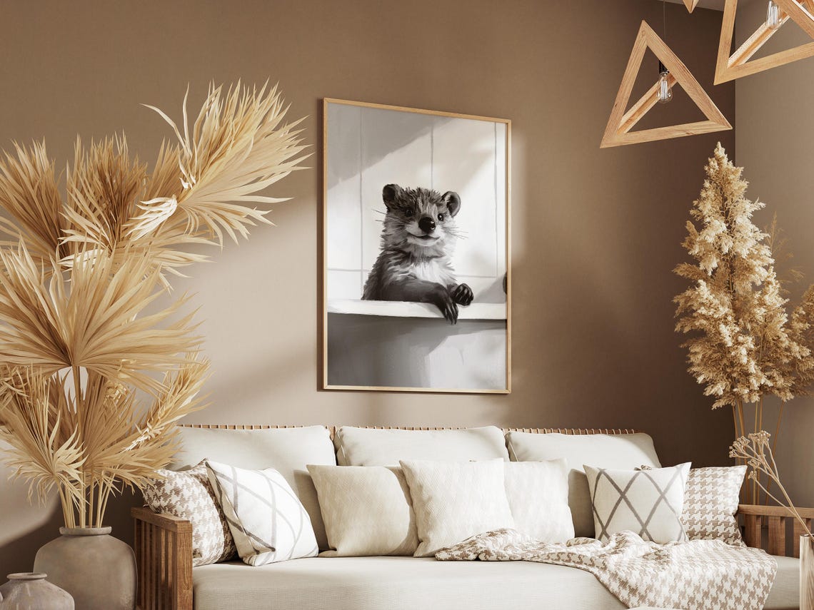 Otter In Bathtub Poster Smiling Otter Black And White Wall Decor - Image 3