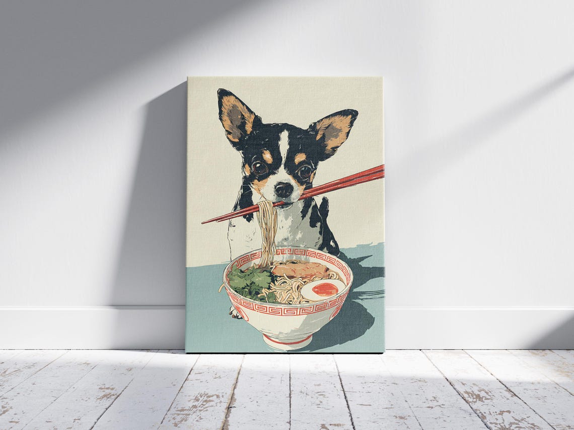 Chihuahua Eating Ramen With Chopsticks Japanese Pop Art Poster - Image 2