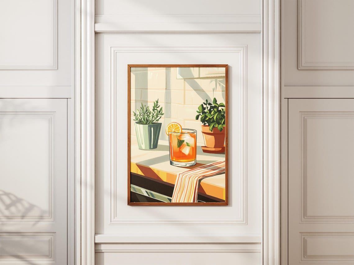 Sunlit Iced Tea Lemon Slice Botanical Kitchen Window Scene Poster - Image 2