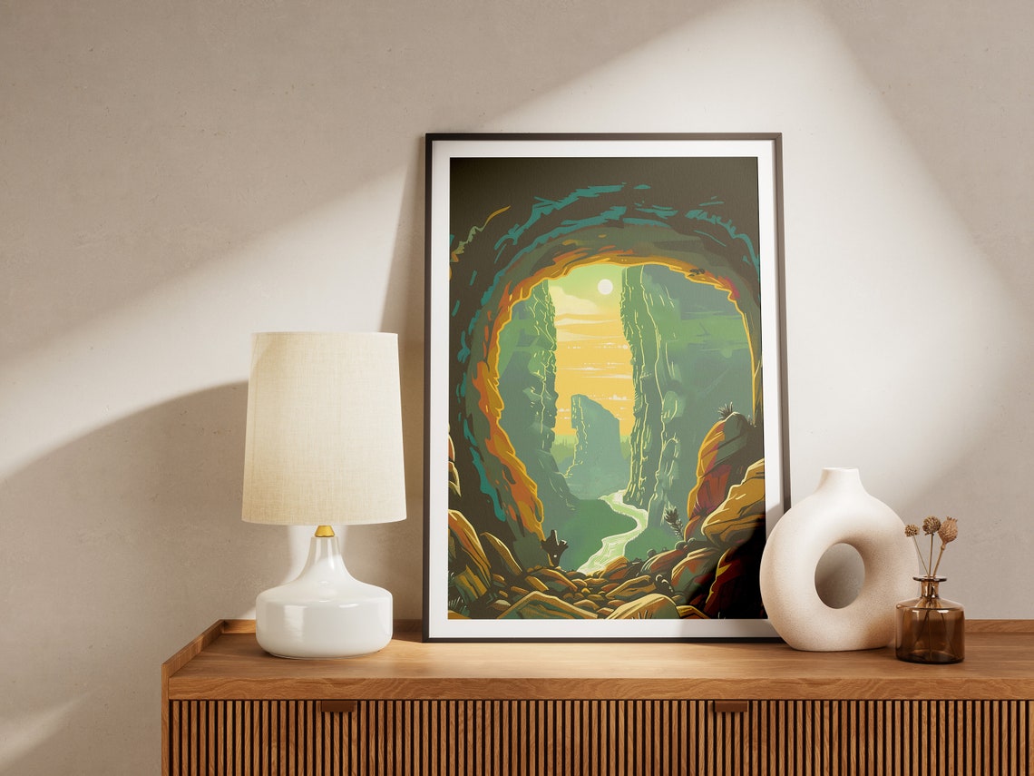 Mammoth Cave Canyon Window Sunlit Gorge Vintage National Park Poster - Image 2