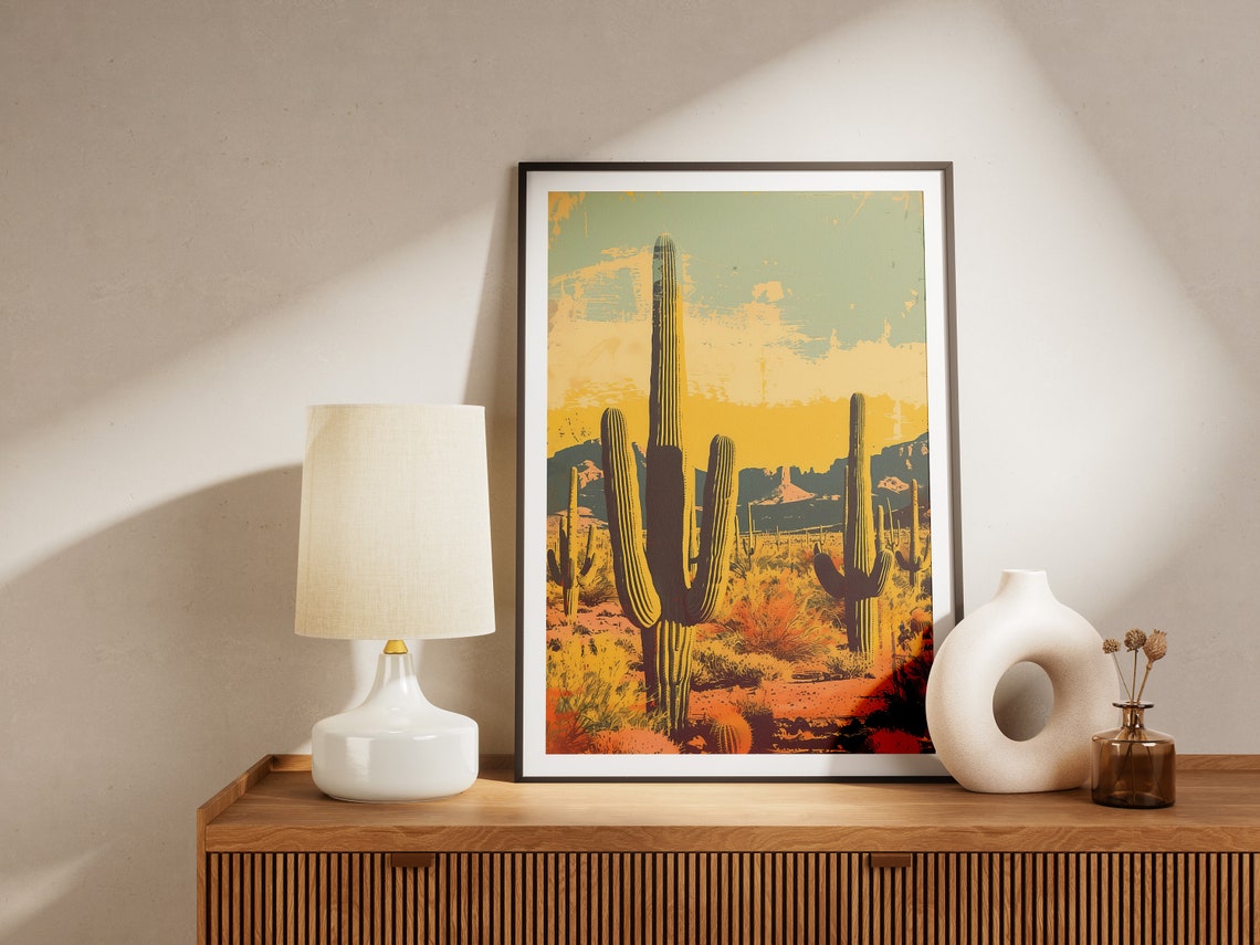 Saguaro National Park Giant Cactus Desert Sunset Vintage Travel Poster - Image 2
