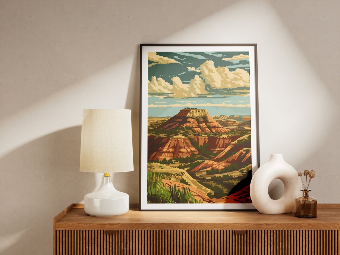 Theodore Roosevelt Badlands Painted Butte Sunset National Park Poster - Image 2