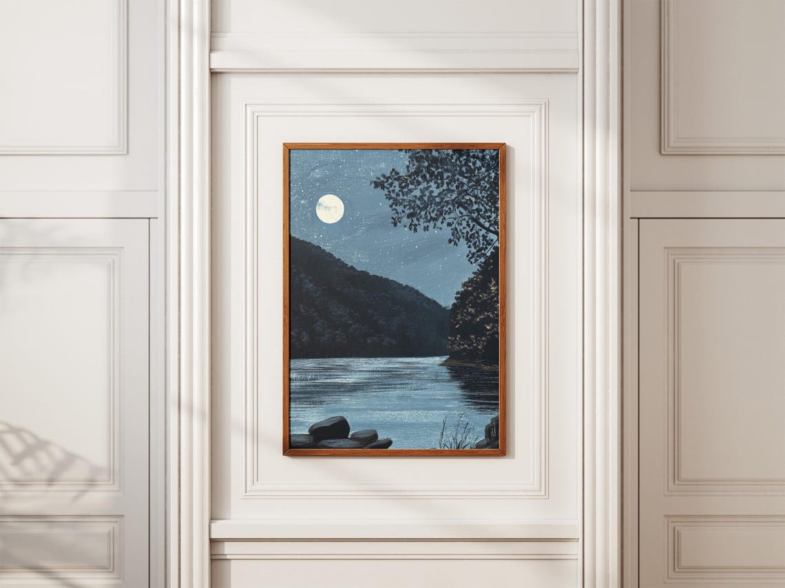 New River Gorge National Park West Virginia Moonlight Poster - Image 2