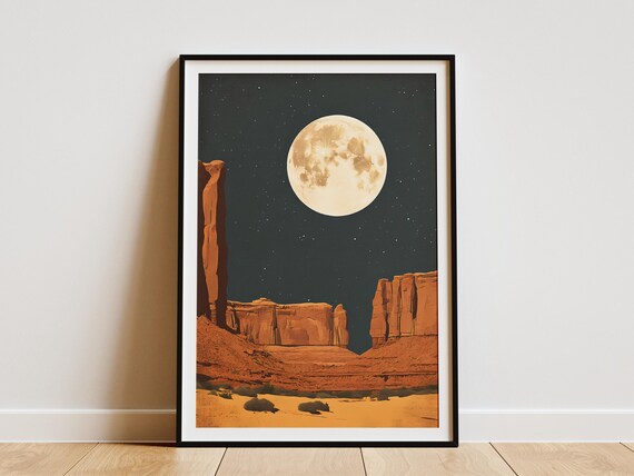 Arches National Park Moonlit Red Rock Spires in a Desert Night Sky Poster