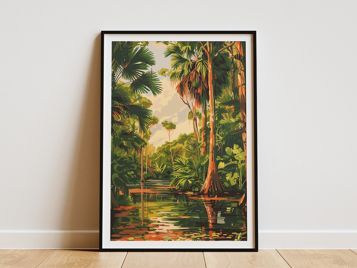 Florida Everglades Travel Poster, Tropical Nature Decor
