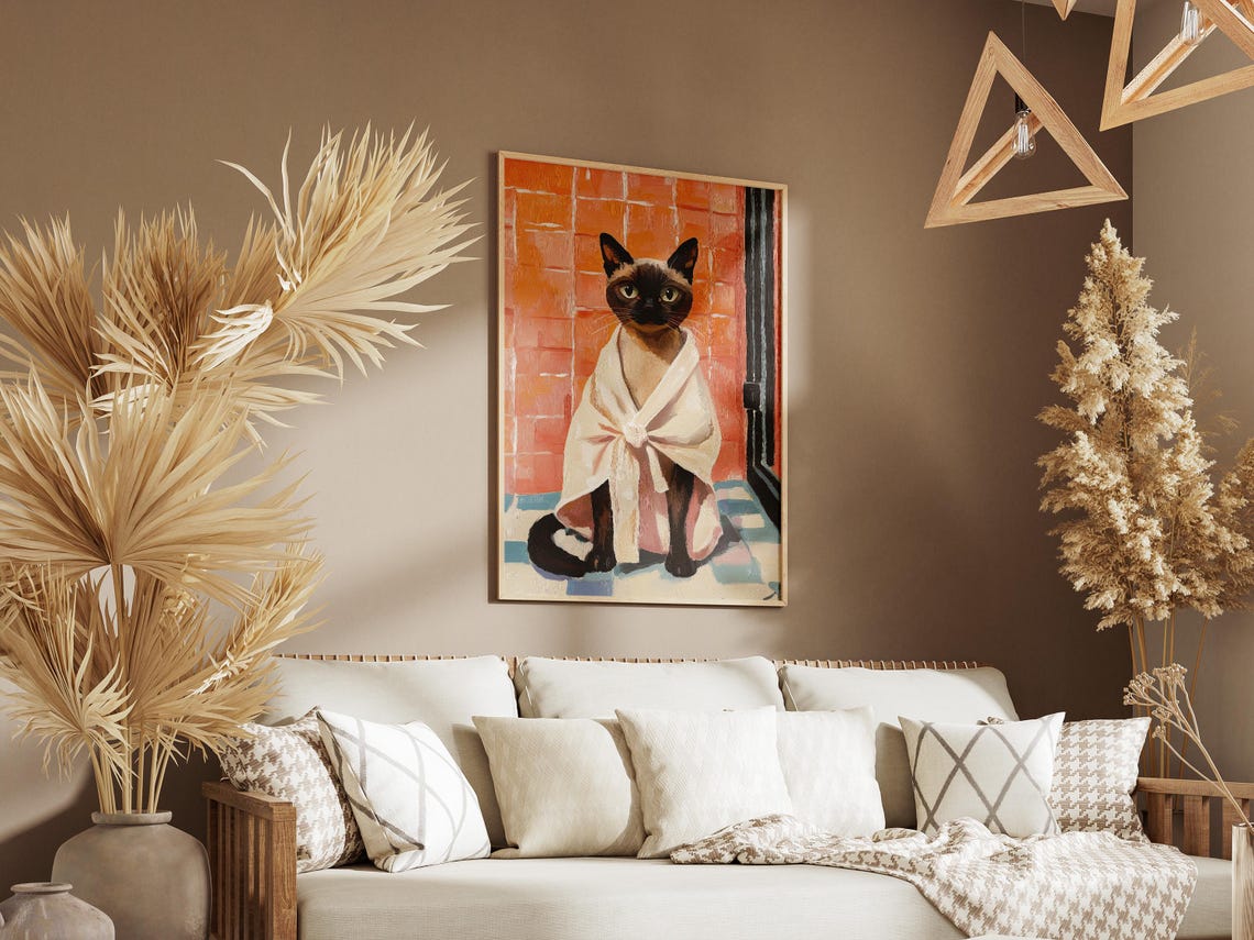 Tonkinese Cat Bathrobe Funny Bathroom Art Print - Image 3