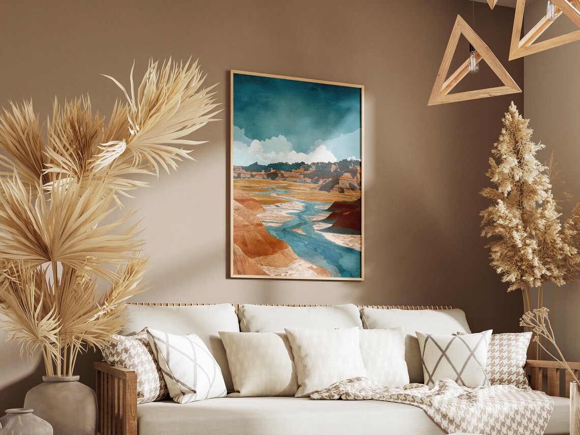 Badlands National Park South Dakota Watercolor Desert Art Poster - Image 3