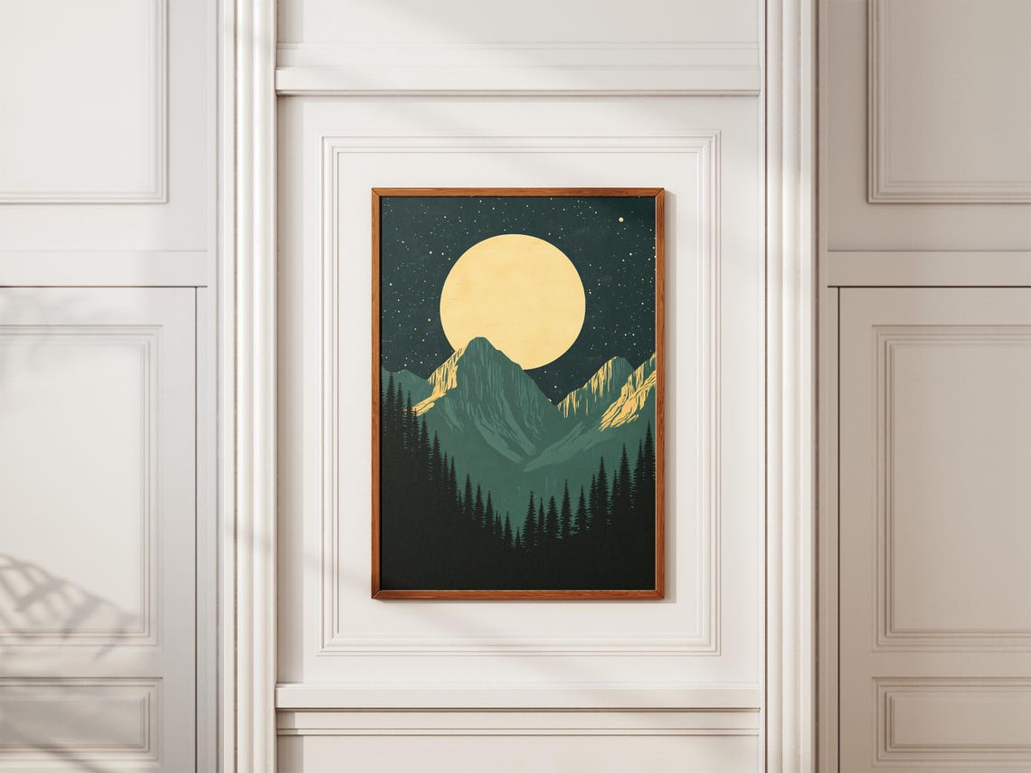 Kings Canyon National Park Moonlit Peaks Pine Forest Night Art Poster - Image 2