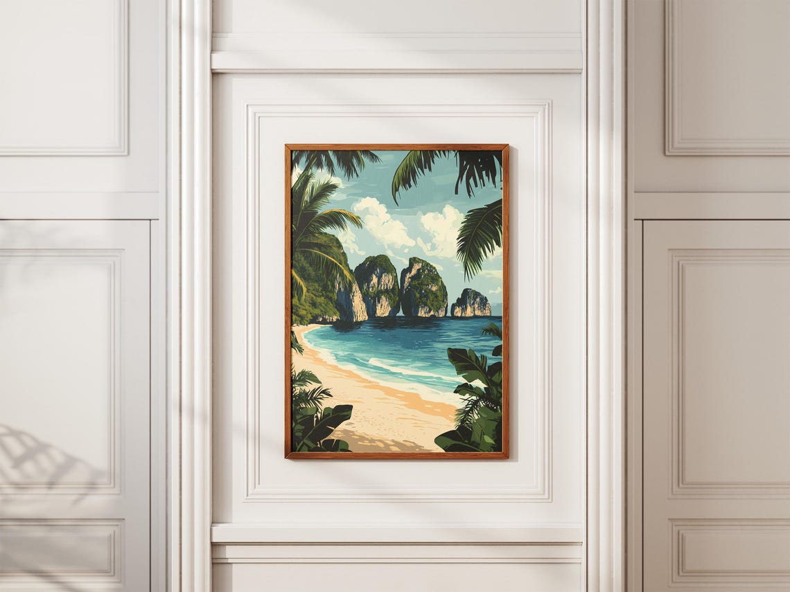 Phi Phi Islands with Limestone Stacks Beach Travel Poster Scenic - Image 2