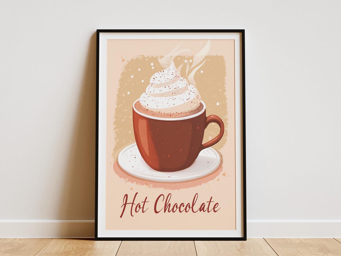 Classic Hot Chocolate Whipped Cream Mug Cozy Winter Beverage Poster