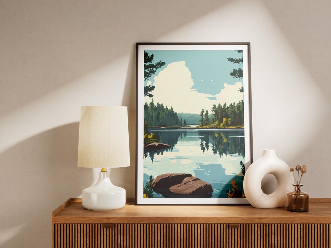 Karelia Lakes Finland Summer Lake Pine Forest Reflection Poster - Image 5