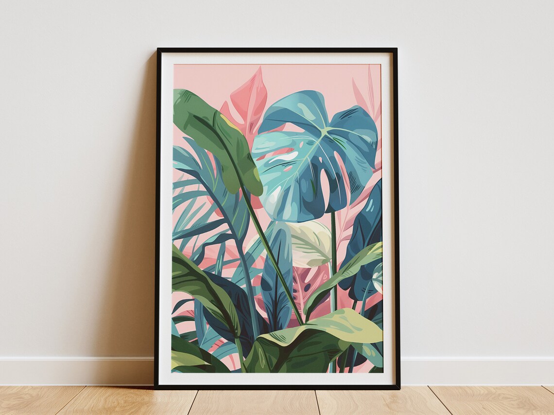 Tropical Leaves Minimalist Boho Art Print