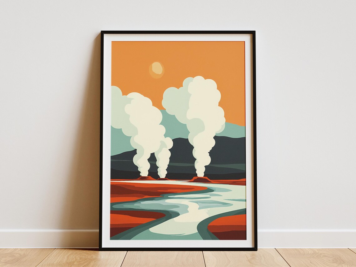 Valley of Geysers Russia Steam Plumes Geothermal Land Poster