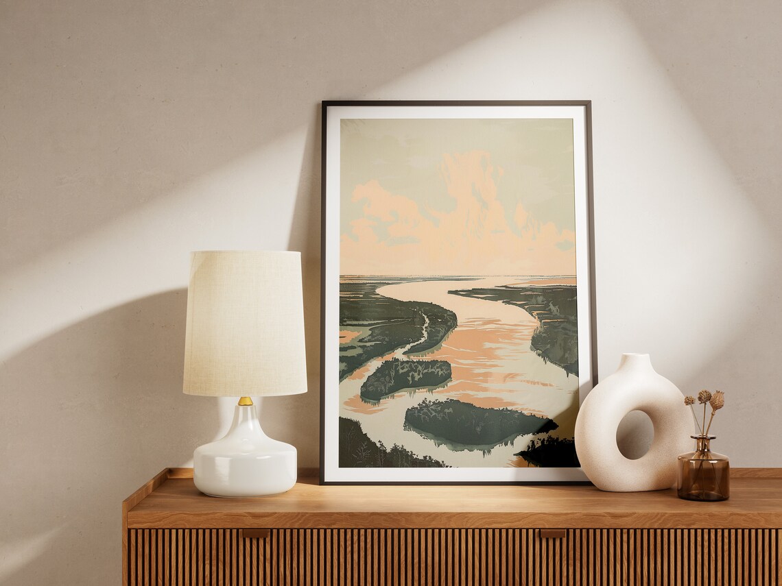 Louisiana River Delta Bayou Wetlands Aerial Vintage Nature Poster - Image 2