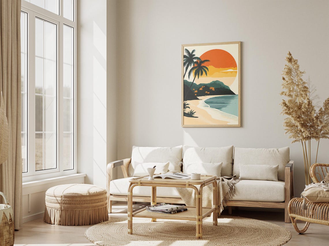 Tonga Tropical Beach Sunset Palm Trees Island Coast Travel Poster - Image 4