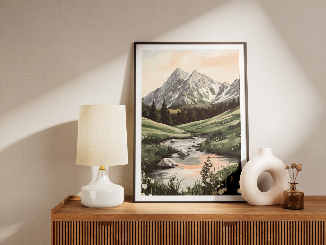 Mountain River Landscape, Calm Peaceful Scene - Image 5