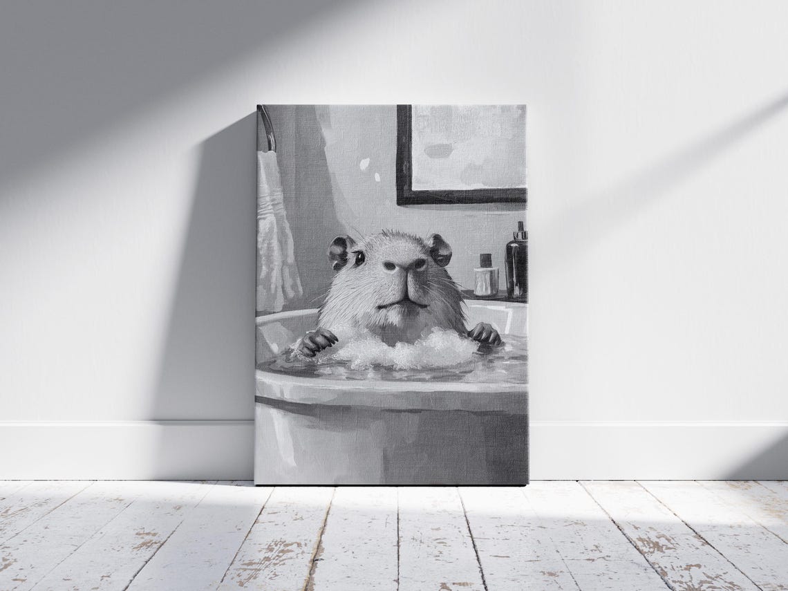 Capybara In Bathtub Poster Funny Bathroom Wall Art Print Cute Animal Gift Whimsical Home Decor Lover - Image 2