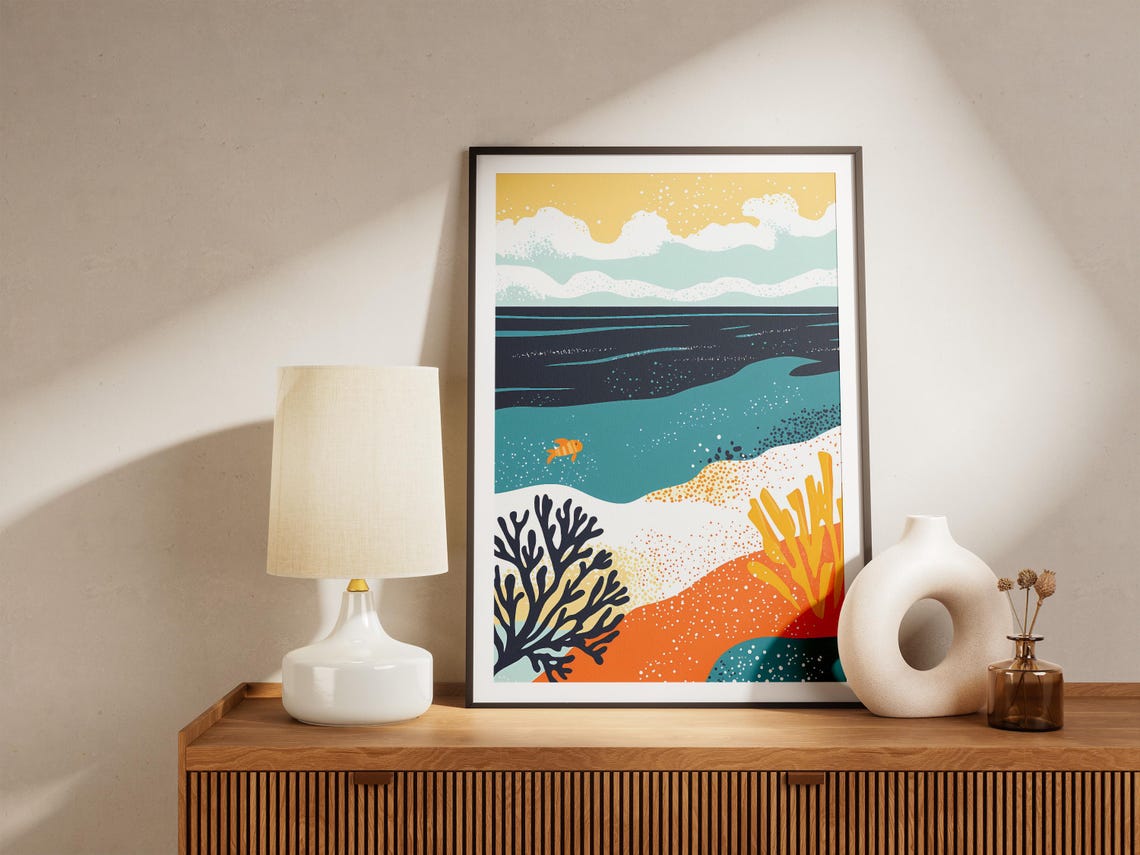 New Caledonia Barrier Reef Abstract Underwater Coral Art Poster - Image 5