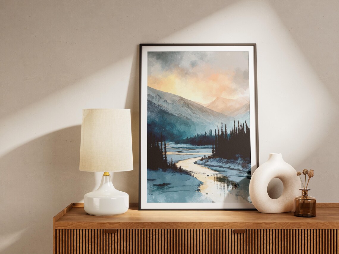 Gates of the Arctic National Park Winter River Spruce Scene Poster - Image 4