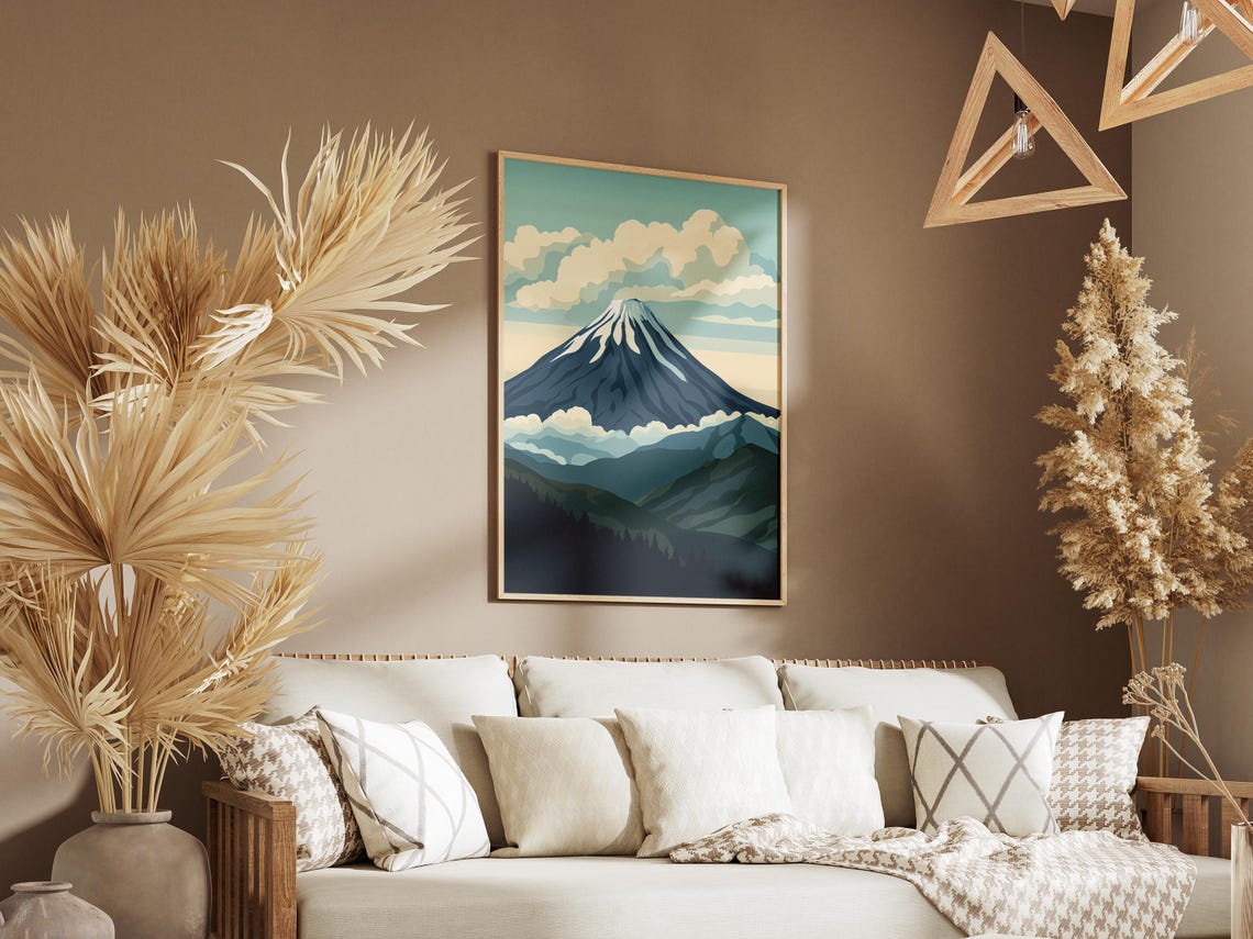 Kamchatka Russia Snow Capped Volcano Rising Above Clouds Poster - Image 3